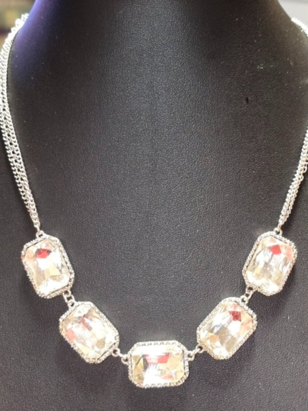 Silvertone &Crystal Statement Nygard Necklace